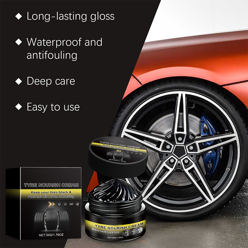 Dailyardtool®Tire wax – restores black gloss, blocks UV, repels dirt. Easy & quick!