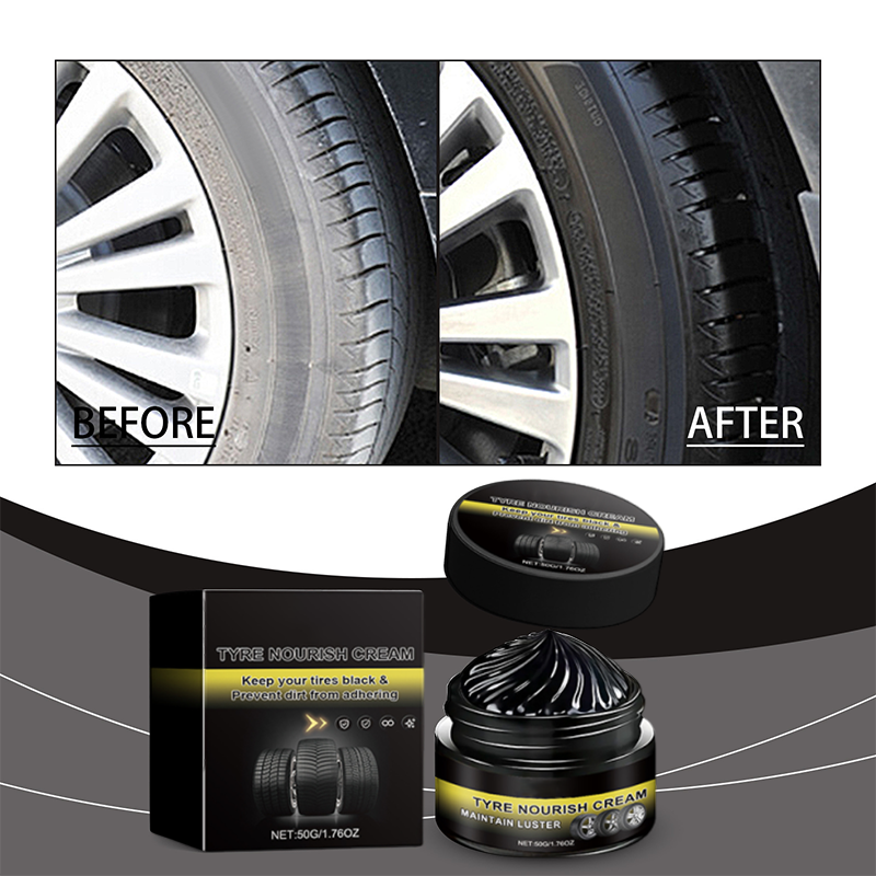 Dailyardtool®Tire wax – restores black gloss, blocks UV, repels dirt. Easy & quick!