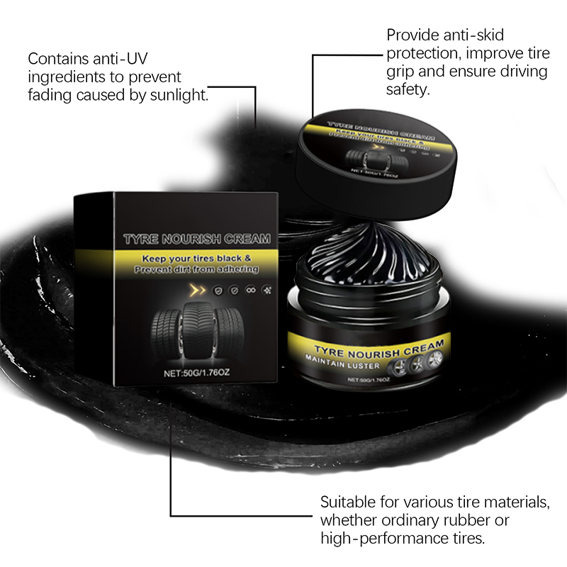 Dailyardtool®Tire wax – restores black gloss, blocks UV, repels dirt. Easy & quick!