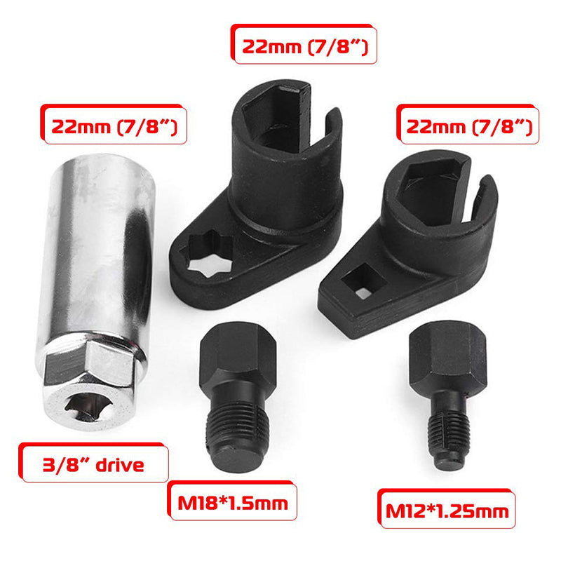 Dailyardtool®Automotive O2 Sensor Offset Socket & Thread Chaser 5 PCS Set