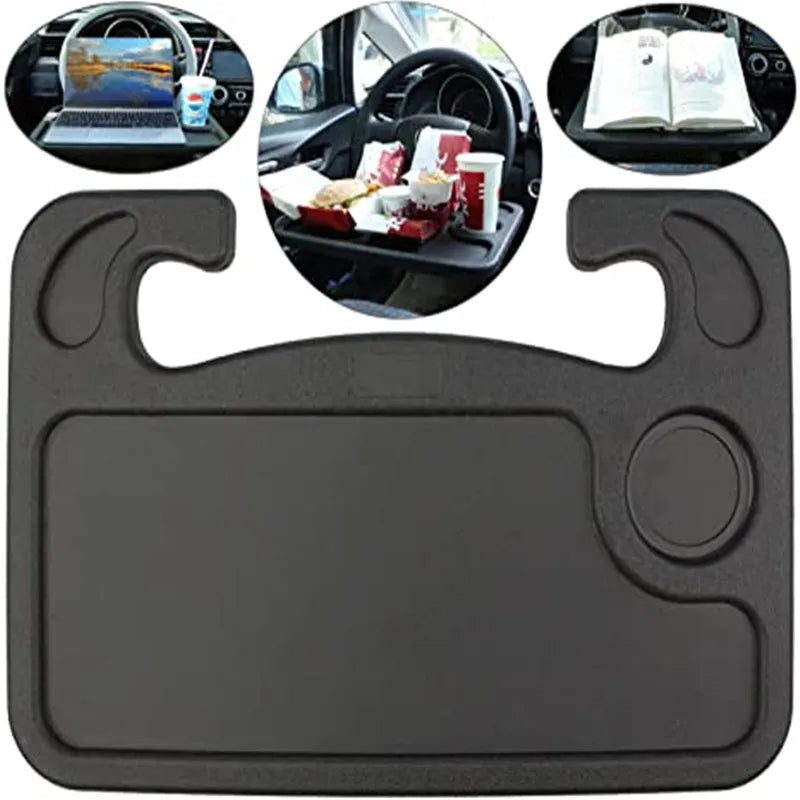 Dailyard™Steering Wheel Tray Table – Foldable, Cup & Tablet Slot, Lightweight