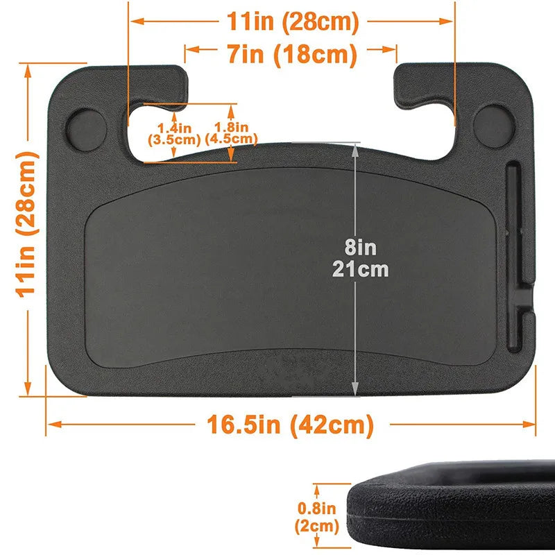 Dailyard™Steering Wheel Tray Table – Foldable, Cup & Tablet Slot, Lightweight
