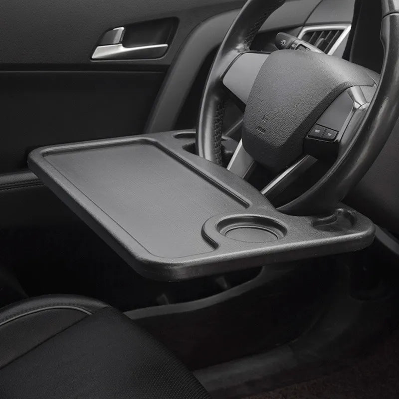 Dailyard™Steering Wheel Tray Table – Foldable, Cup & Tablet Slot, Lightweight