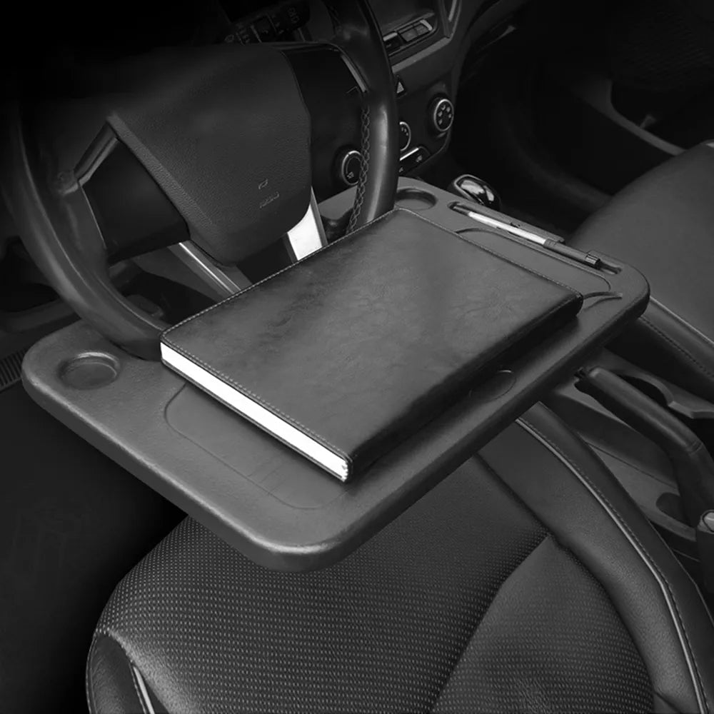 Dailyard™Steering Wheel Tray Table – Foldable, Cup & Tablet Slot, Lightweight