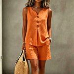 Two Piece Outfits for Women Lounge Sets Button Down Top and Shorts Set Sweatsuits with Pockets